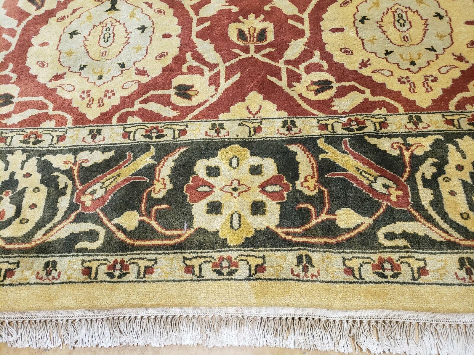 Indo Mahal Oushak Rug 8x10 Vintage Hand-Knotted Wool Carpet Gold Red Brown Indian Area Rug - Jewel Rugs