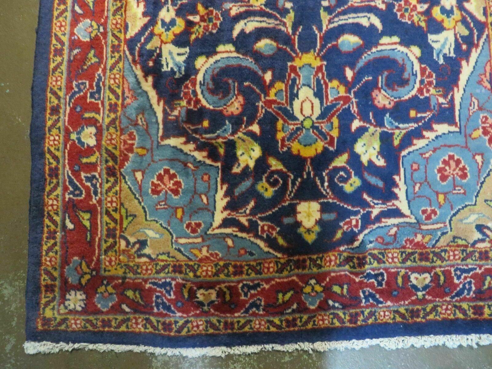 Persian Runner Rug 3.2 x 9.7, Antique Persian Hamadan Blue Wool Runner, Floral Medallion, Red and Blue, Hand Knotted Hallway Kitchen Runner Rug Nice - Jewel Rugs