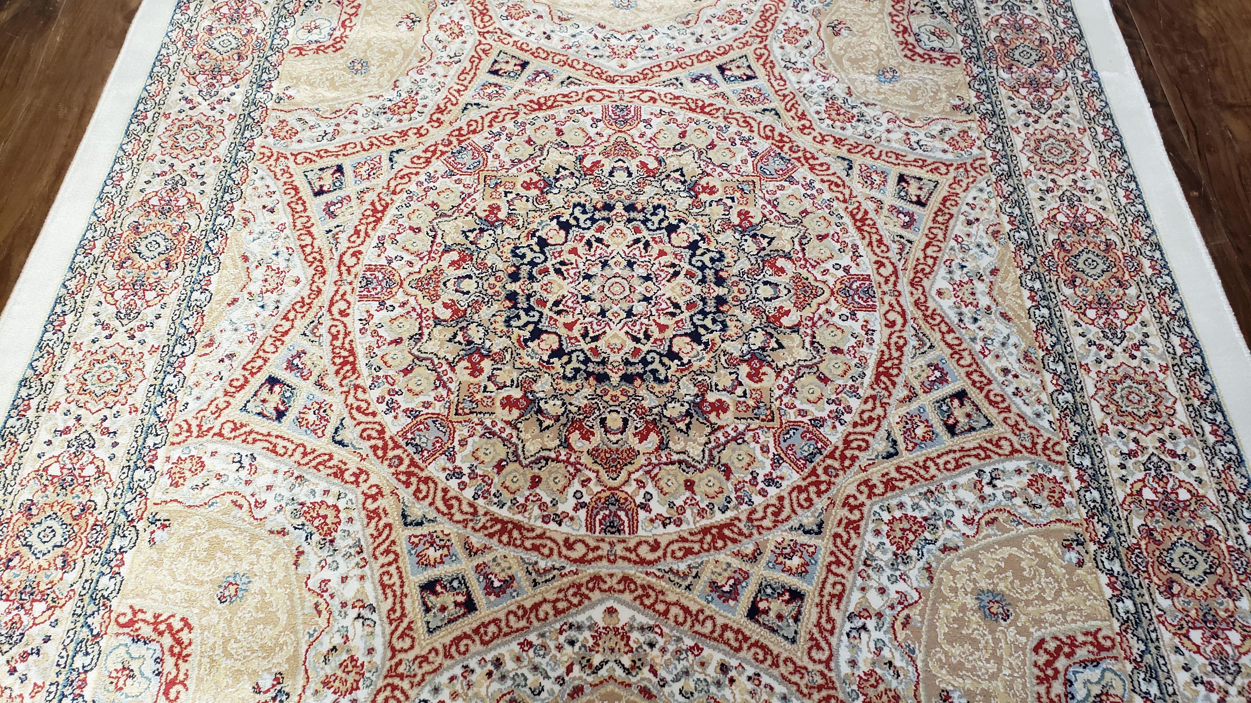 Silk Runner Rug, 2' 8" x 6' 7", Persian Design, New, Bamboo Silk, Turkish Carpet, Dark Beige & Cream, Domes, Traditional Rug - Jewel Rugs