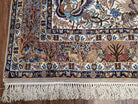 Persian Isfahan Rug, Animal Pictorials, Fine & Highly Detailed, Kork Wool on Silk Foundation, Hand-Knotted, Ivory, 3'7" x 5'6" - Jewel Rugs