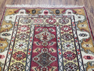 Turkish Caucasian Rug 4x7, Vintage Hand-Knotted Wool Turkish Talish Carpet 4 x 7, Cream, Burnt Orange Carmine Red Area Rug, Bohemian Rug - Jewel Rugs