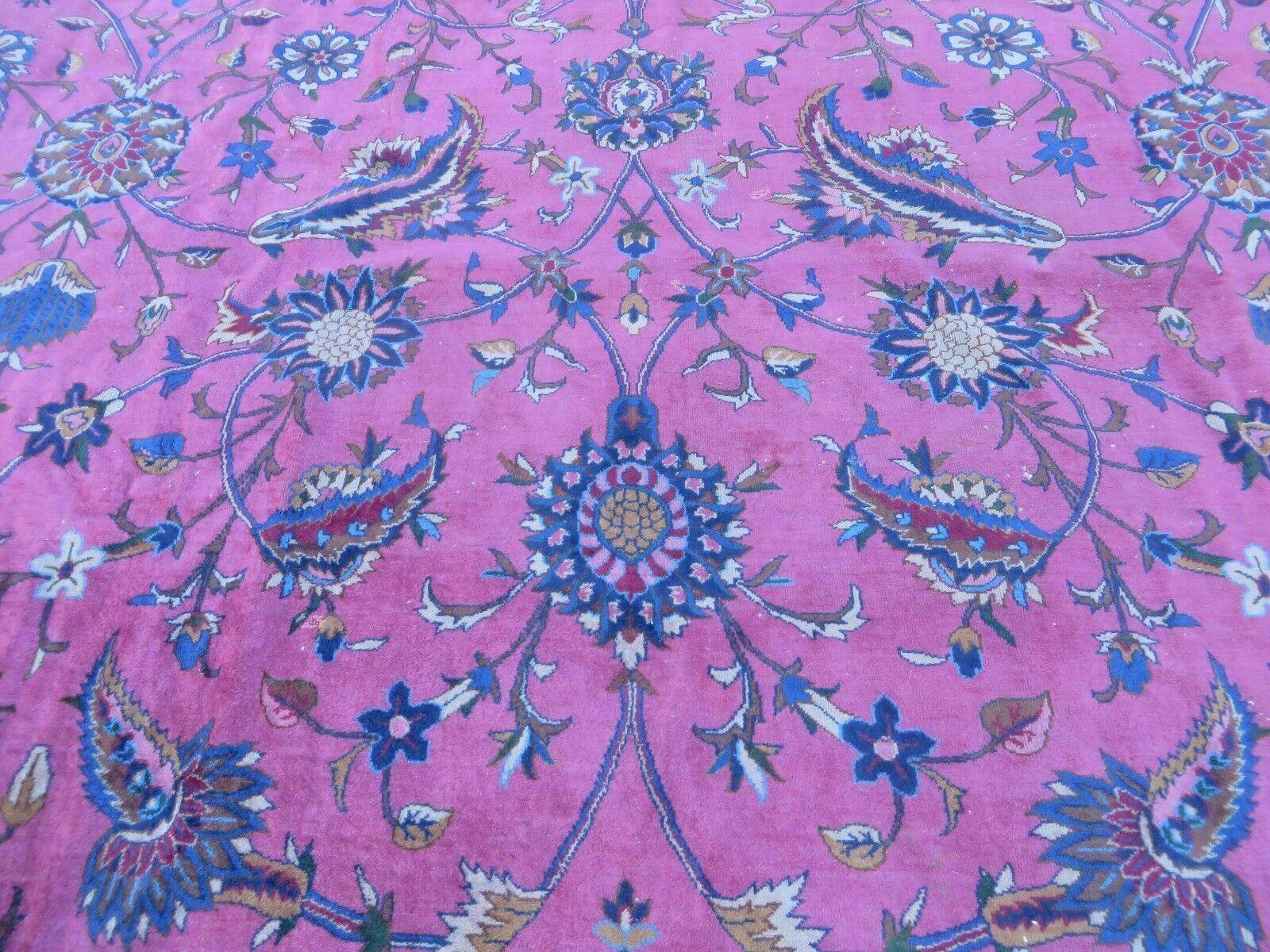 12' X 20' Antique Handmade India Wool Rug Fuchsia Purple Hand Knotted Nice - Jewel Rugs