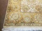 8' X 10' Handmade India Oushak Floral Wool Rug Flowers Beige Wow - Jewel Rugs