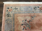 Chinese Wool Rug 8x11, Vintage 1960s Carpet, Light Pink and Gray, Hand Knotted Soft Plush Living Room Area Rug, Asian Oriental Rug 90 Line - Jewel Rugs