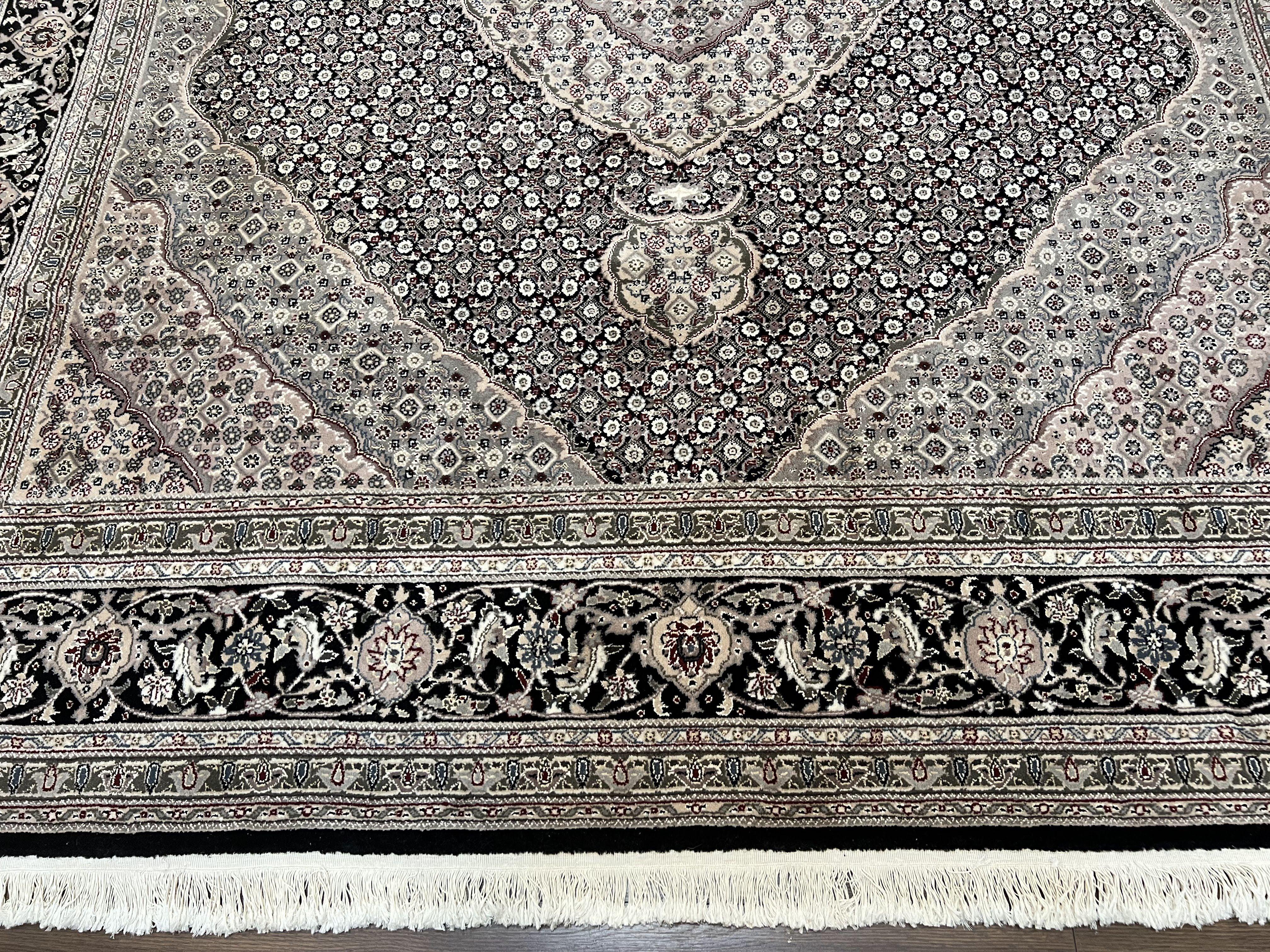 Sino Persian Rug 8x10, Wool and Silk Oriental Carpet, Herati Mahi Pattern, Medallion, Very Fine Rug, 8 x 10 Vintage Area Rug, Hand Knotted - Jewel Rugs