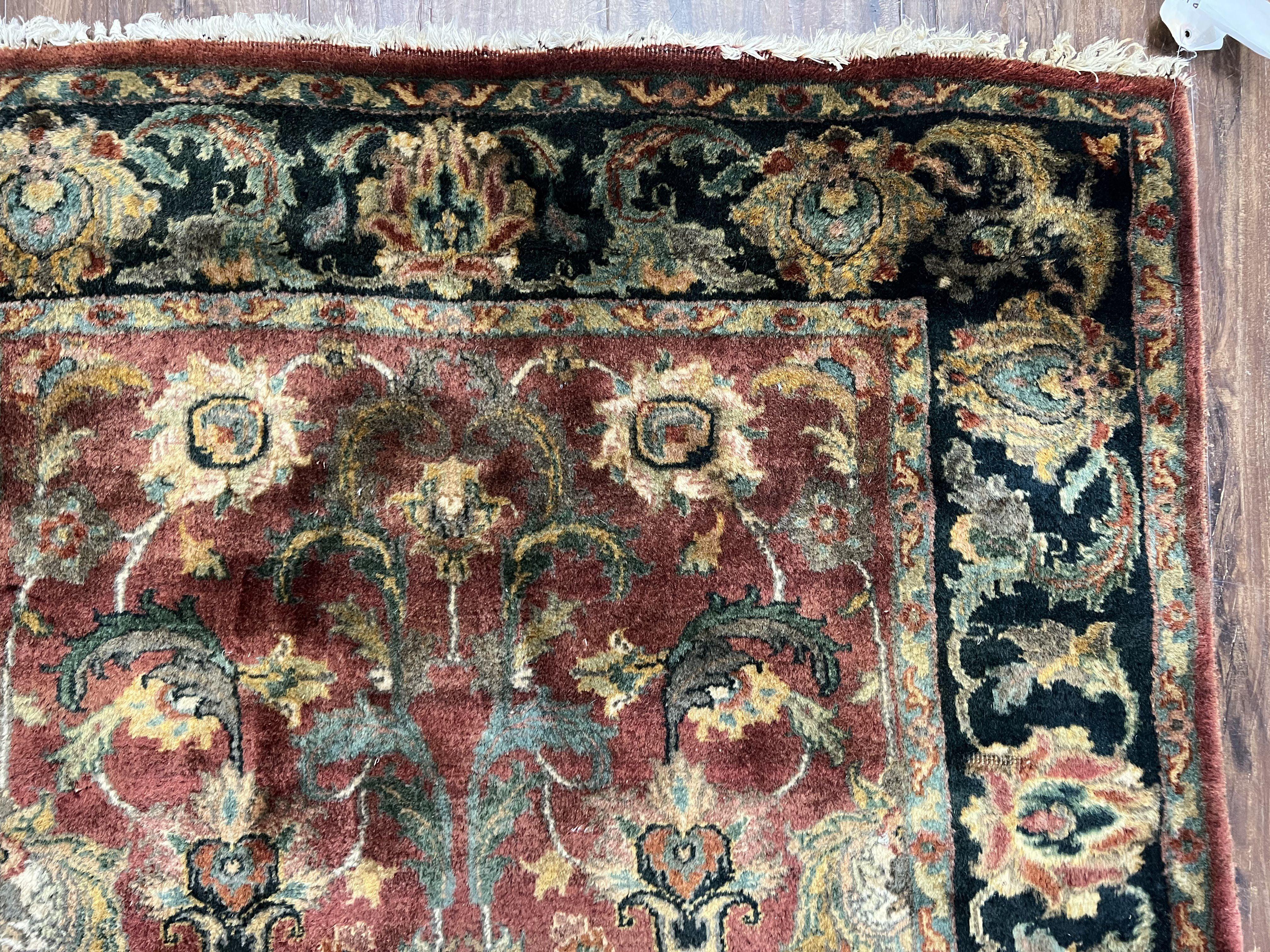 Small Indo Persian Rug 3x5 ft, Indian Mahal Carpet 3 x 5, Hand Knotted Vintage Rug, Teawash, Floral Rug, Oriental Area Rug, Maroon Rug, Wool - Jewel Rugs