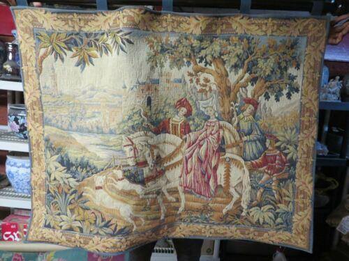 37" X 47" Medieval Royal Hunt Tapestry Marc Waymel Franklin Mint 1984 With Rod - Jewel Rugs