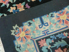 8' x 10' Vintage Handmade Art Deco Plush Chinese Wool Rug center Flower Black - Jewel Rugs