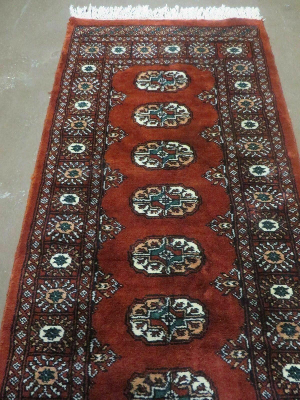 2' 5" X 7' 6" Vintage Handmade Bokhara Turkoman Pakistani Red Wool Runner Rug Nice - Jewel Rugs