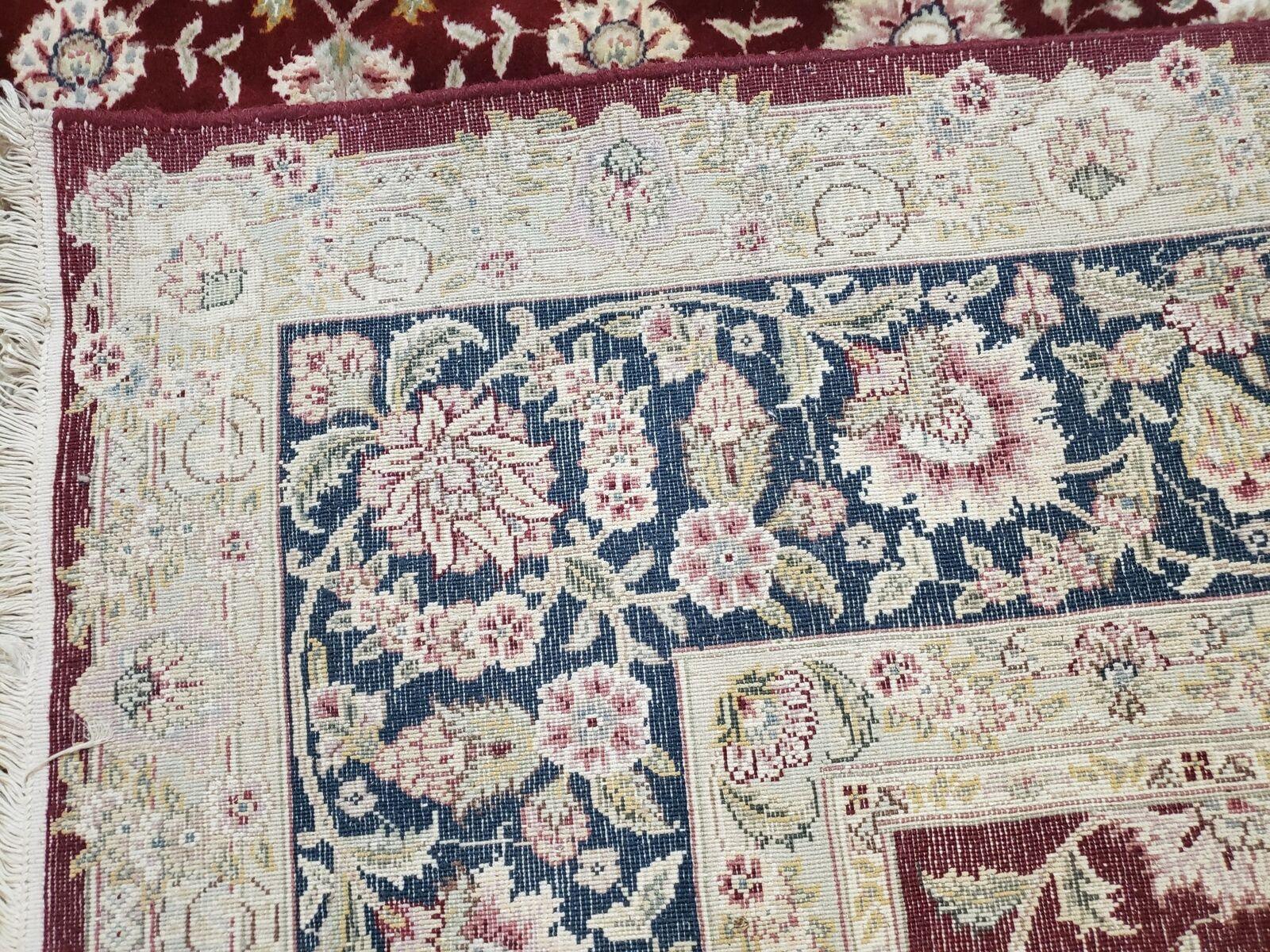 8' X 10' Vintage Handmade Oriental Floral Wool & Silk Rug Afshan Red Blue Nice - Jewel Rugs