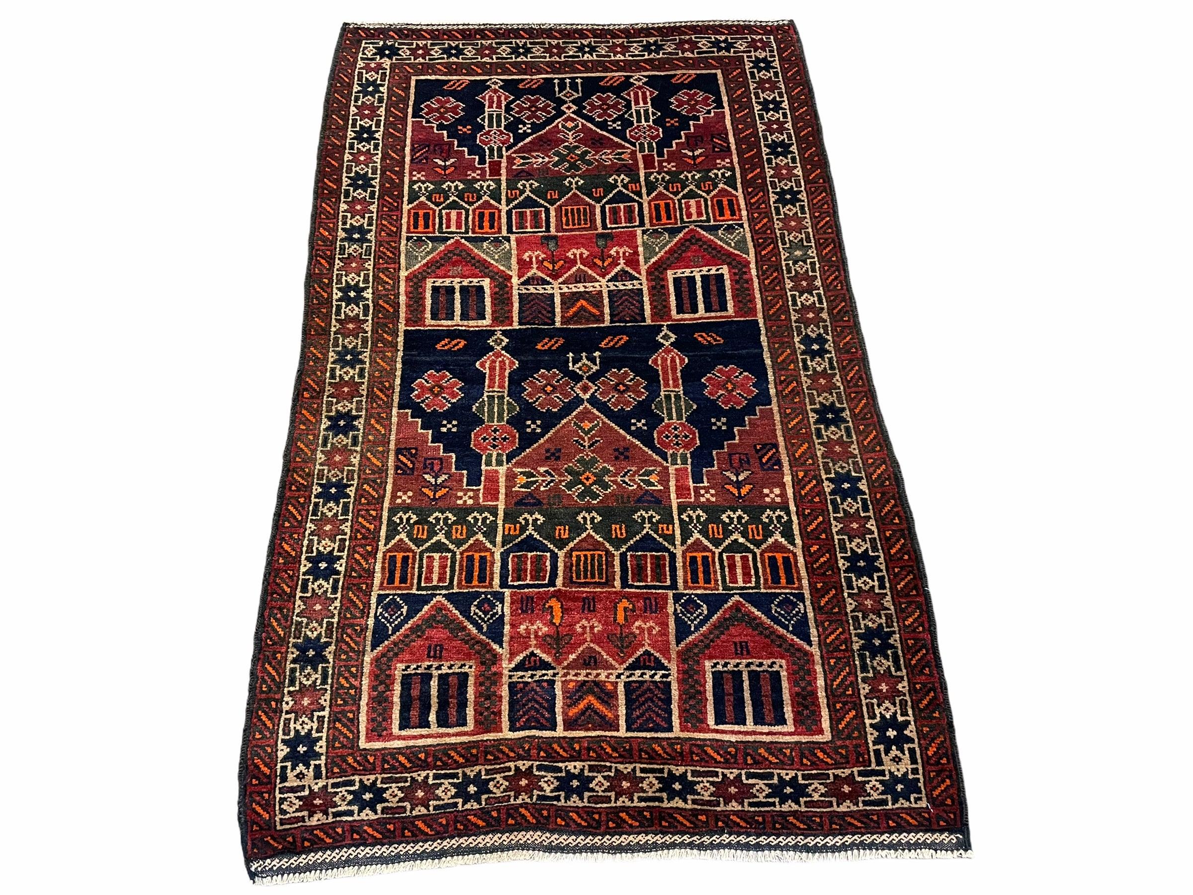 3' X 5' New Vintage Handmade Pakistani Tribal Balouchi Wool Rug Organic Dyes - Jewel Rugs