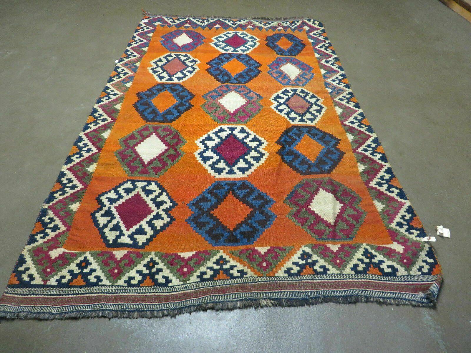 4' X 6' Vintage Turkish Kilim Handmade Flat Weave Wool Rug Veg Dye Nice - Jewel Rugs