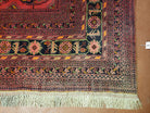 7x10 Vintage Afghan Turkoman Yamud Bokhara Rug Red Bukhara Hand-Knotted Oriental Afghanistan Carpet Wool - Jewel Rugs