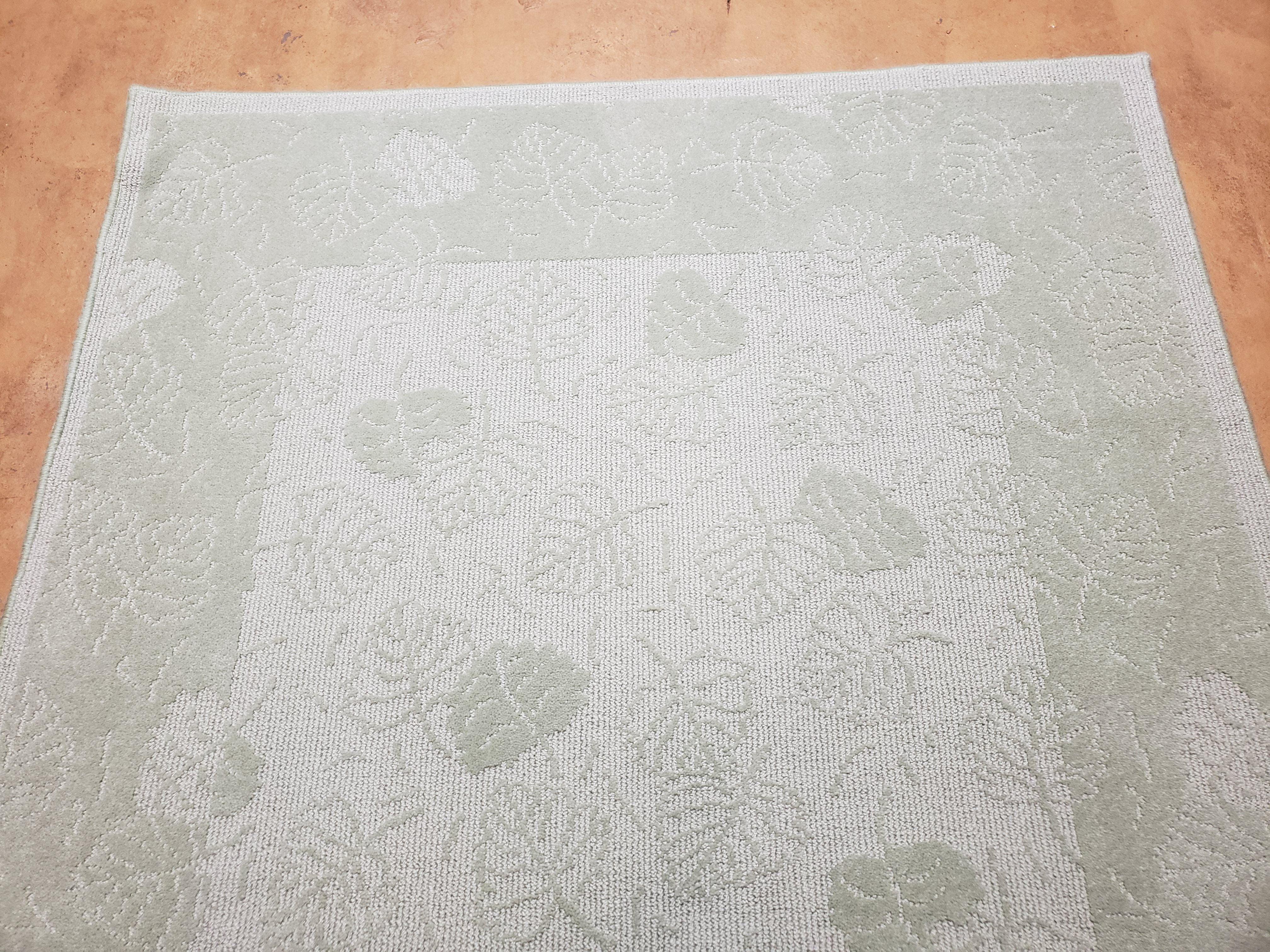 4x6 Karastan Solitaires Rug, Wool Pile, Design 217-70468, Aspen Pattern, Leaf Green & Cream 3'11 x 6' Foyer Rug, Entryway Bedroom Rug, Nice - Jewel Rugs