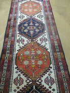 2' 8" X 10' Vintage Handmade Turkish Anatolian Wool Red White and Blue Rug Runner Carpet Wow - Jewel Rugs