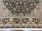 Wonderful Sino Persian Rug 10x14, Wool on Silk Foundation, Very Fine Floral Medallion Oriental Carpet, Dark Green Salmon Pink Light, Wow - Jewel Rugs