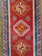 Vintage Turkish Kazak Rug 2.5 x 5 Red Wool Carpet Medallions Runner Geometric - Jewel Rugs