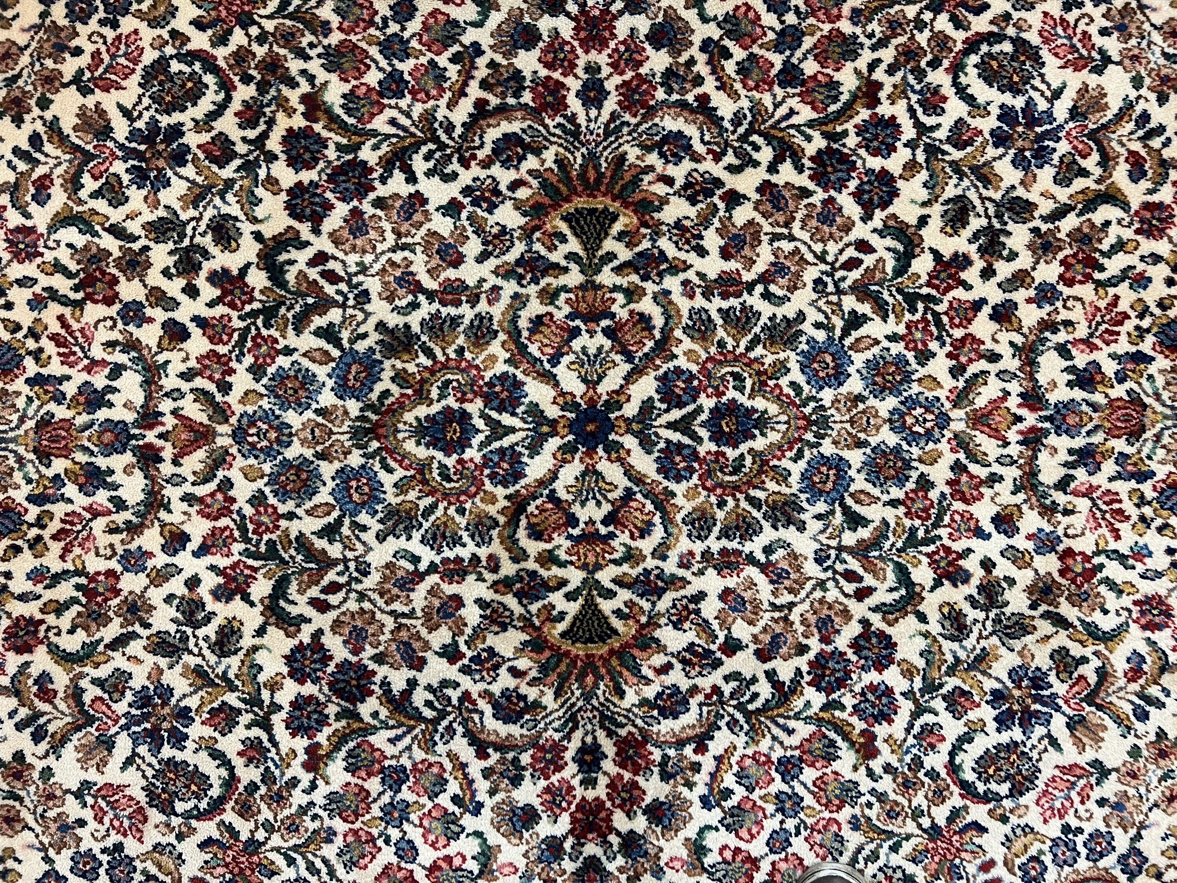 Karastan Kirman Rug, Karastan Floral Kirman #742, Wool Karastan Carpet, Vintage Karastan Area Rug, Original Karastan Rug, Large, 8'8" x 12' - Jewel Rugs