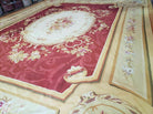 12' X 15' Hand Made French Aubusson Weave Rug Wool Savonnerie Design Red Wow - Jewel Rugs