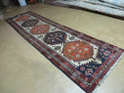 2' 8" X 10' Vintage Handmade Turkish Anatolian Wool Red White and Blue Rug Runner Carpet Wow - Jewel Rugs