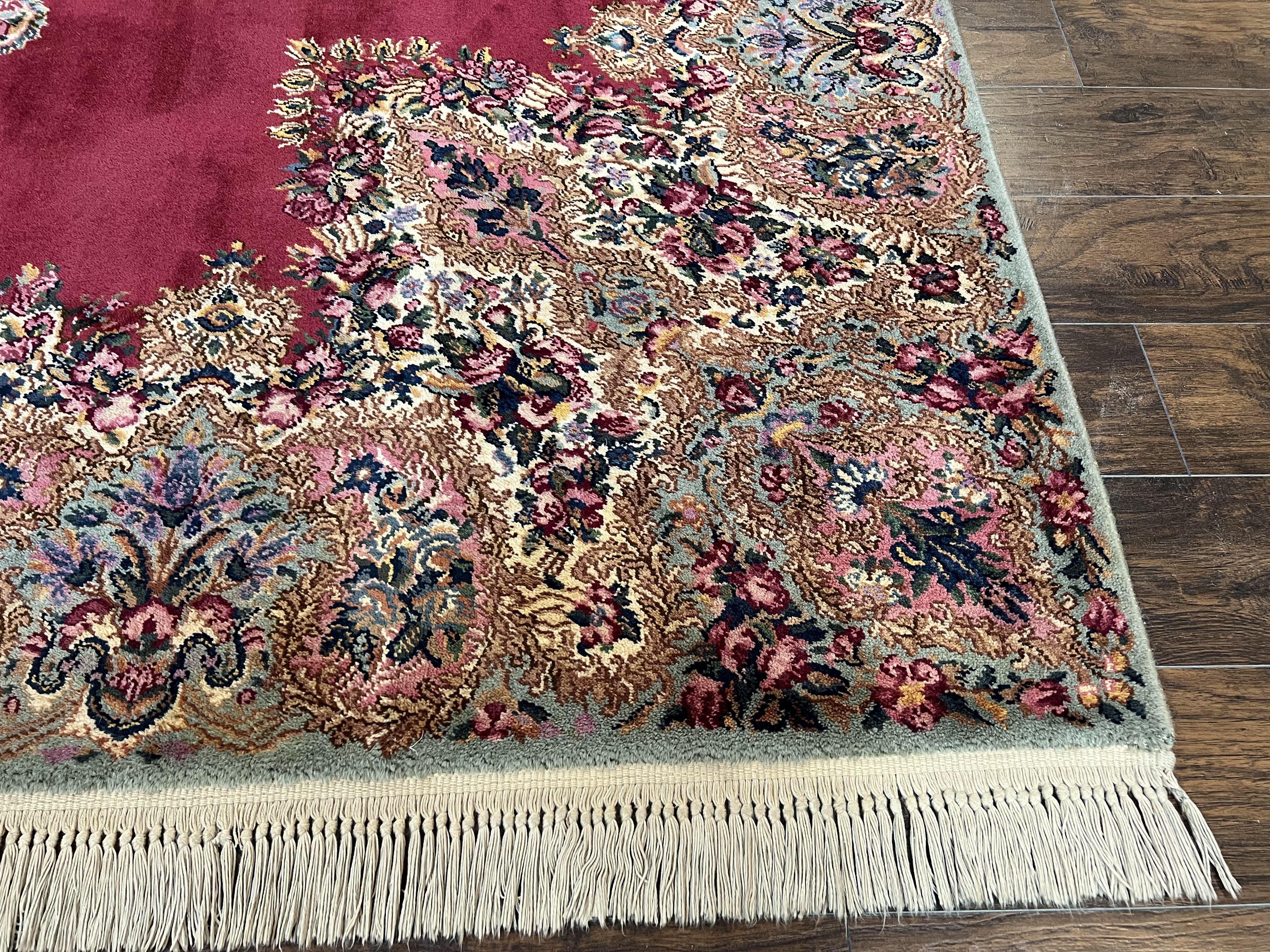 Vintage Karastan Red Kirman Rug #762, 8.8 x 12 Karastan Carpets, Original 700 Series Discontinued Karastan Rug, Large Floral Wool Area Rug - Jewel Rugs