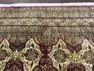 Pak Persian Rug 10x14, Large Vintage Area Rug 10 x 14, Kirman Panel Pakistani Carpet, Wool Hand-Knotted Cream and Maroon Rug Very Fine Weave - Jewel Rugs