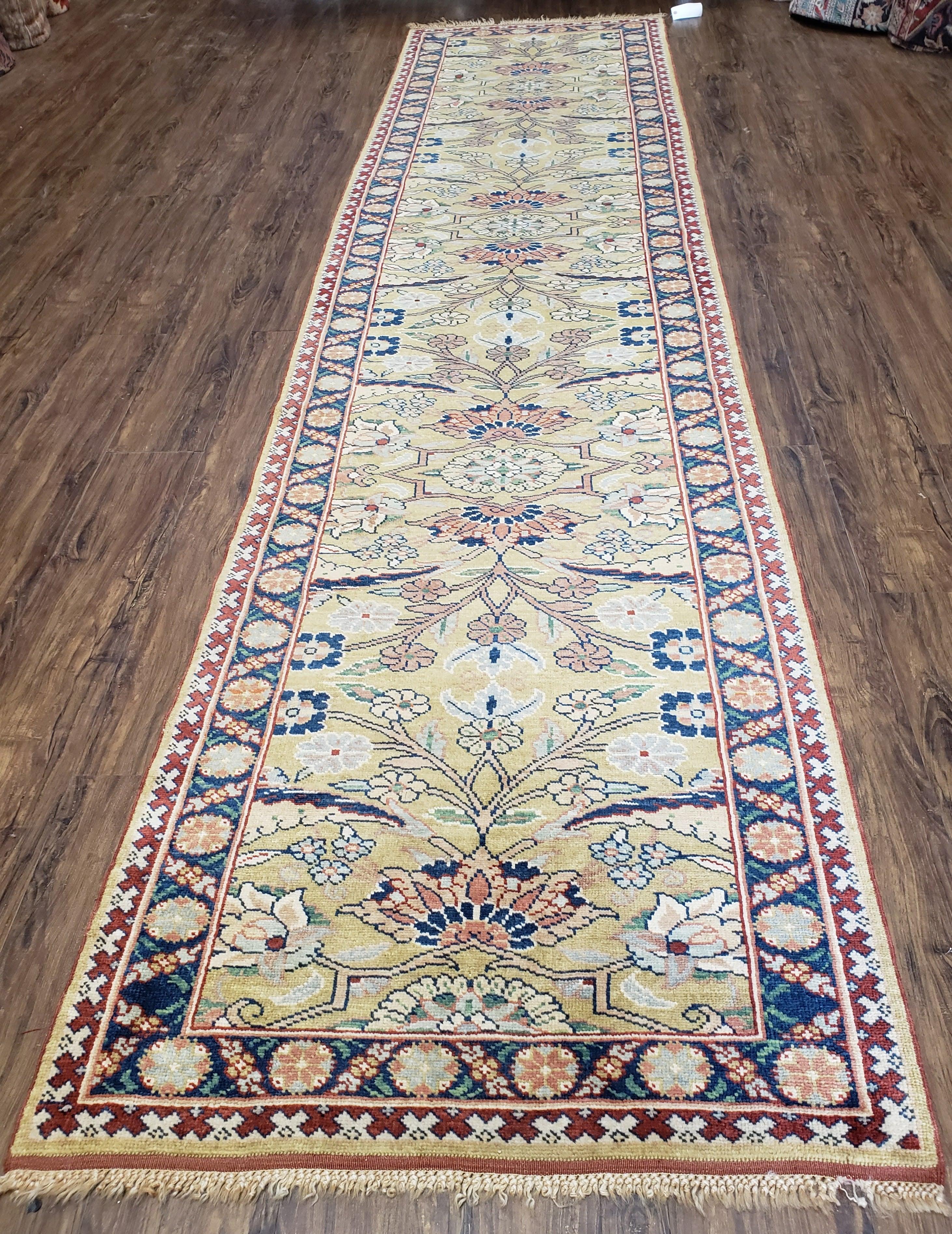 Hallway Runner Rug, Kitchen Runner, Sultanabad Hand Knotted Rug, Farmhouse Rug, 1950s Rug, Mahal Rug, Turkish Rug, Long Runner, Yellow - Jewel Rugs