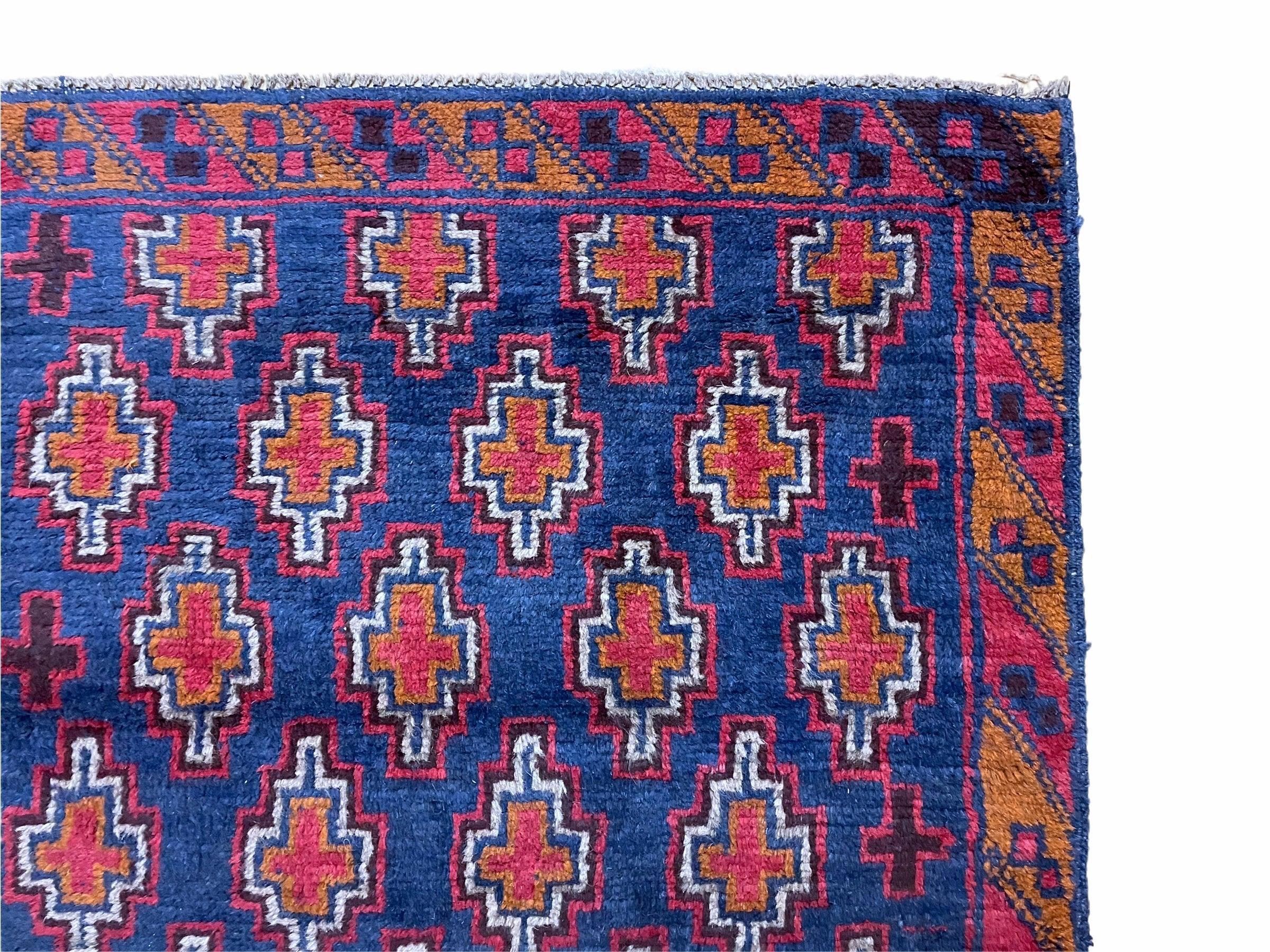 2' 10" X 4' 8" Vintage Handmade Tribal Wool Rug Balouchi Rug Afghan Rug Red Blue - Jewel Rugs