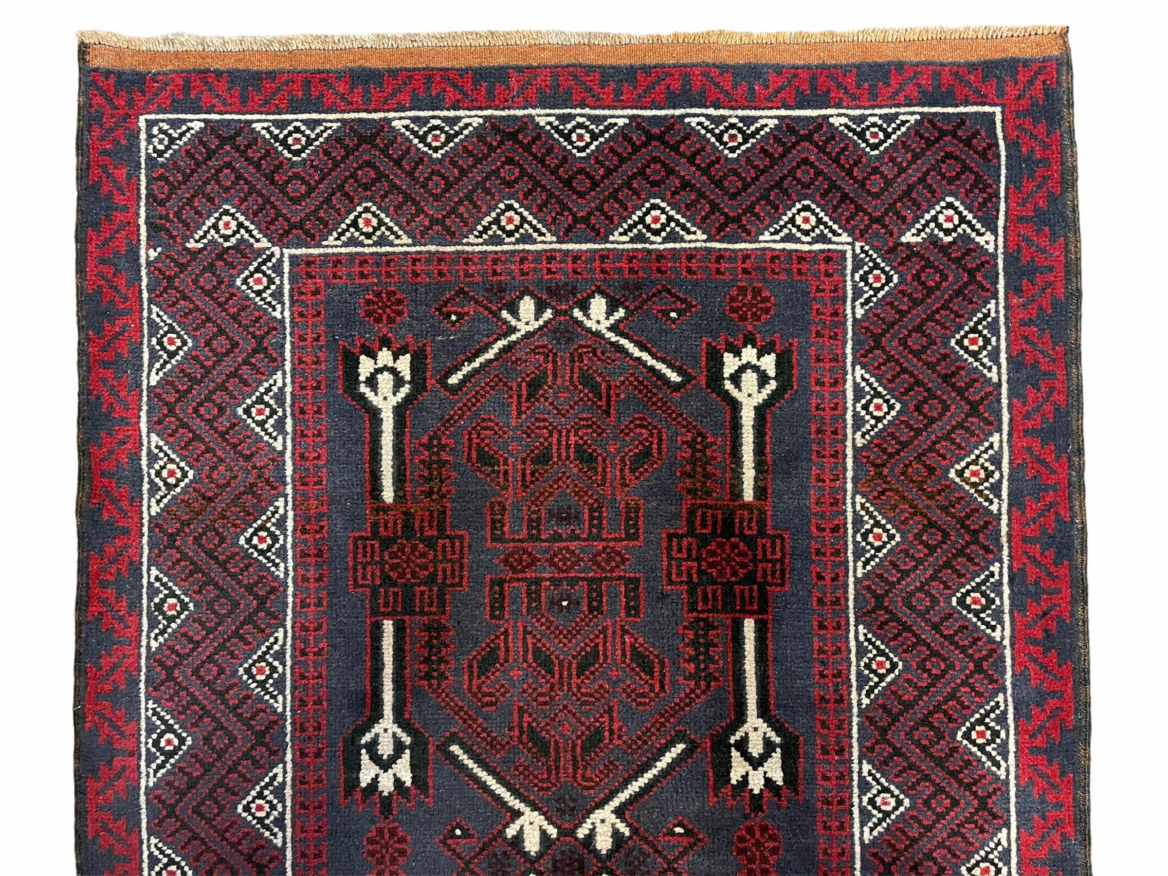 3x5 New Vintage Handmade Tribal Wool Rug Balouch Rug Afghan Rug Red Beige Nice - Jewel Rugs