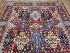 Vintage Indian Area Rug, Persian Design, Hand-Knotted Wool Carpet, Red Indo-Kirman Panel Design Rug, Birds, Floral, 6x9 Rug - Jewel Rugs