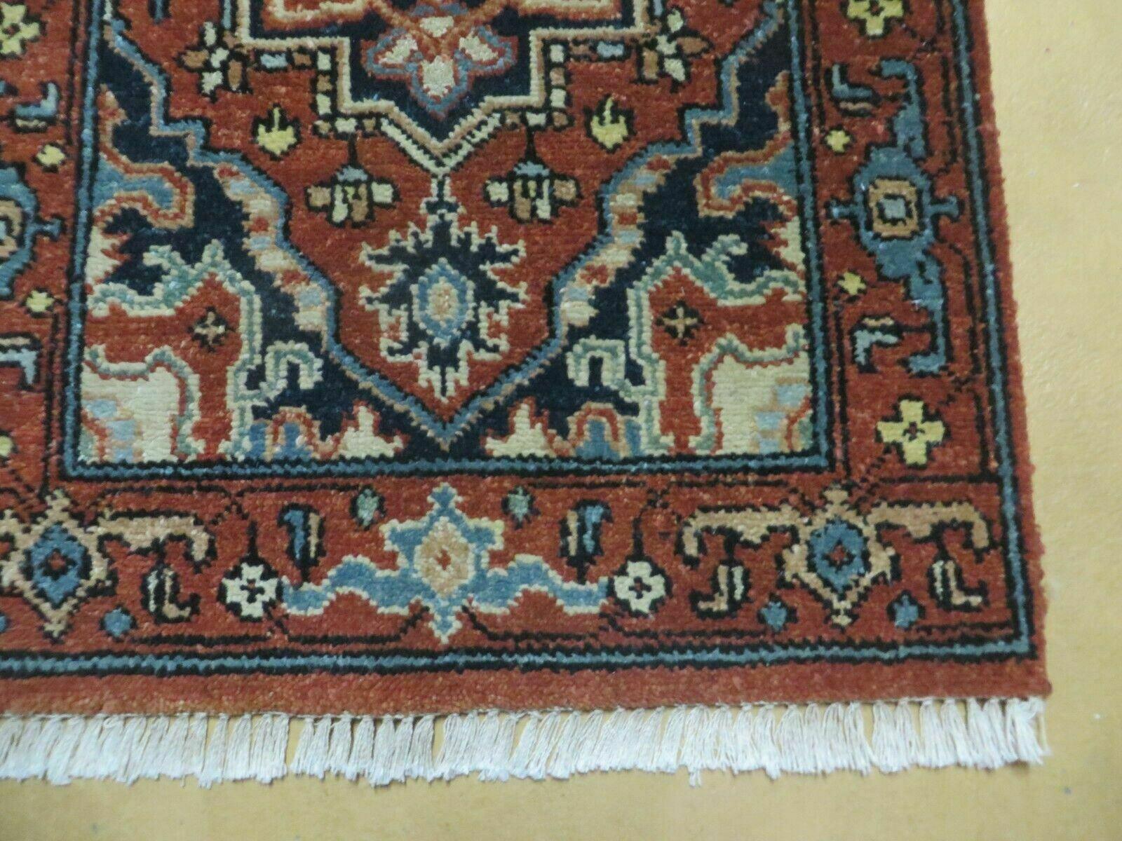 2' X 3' Handmade India Floral Oriental Wool Rug Carpet Vegetable Dye Rusted Red - Jewel Rugs