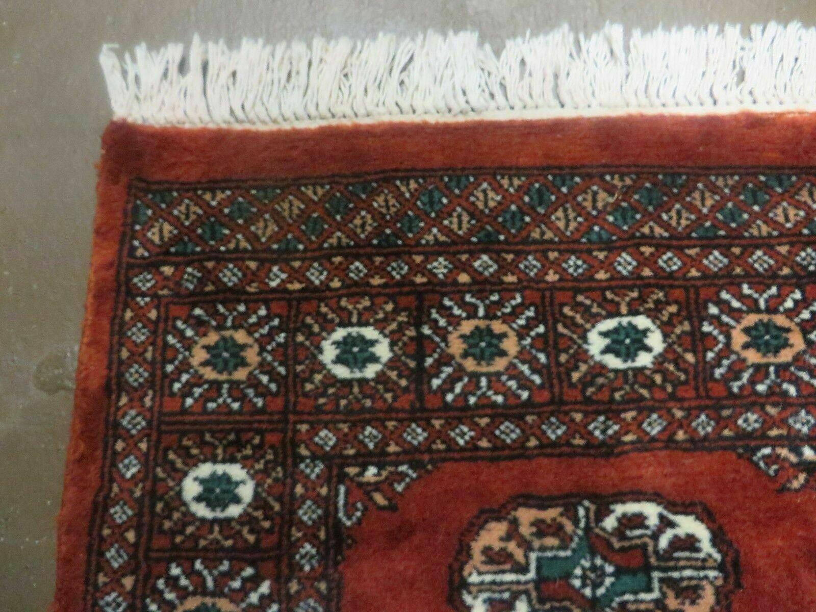 2' 5" X 7' 6" Vintage Handmade Bokhara Turkoman Pakistani Red Wool Runner Rug Nice - Jewel Rugs