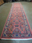 2' 11" X 12' 7" Vintage Indian Floral Handmade Wool Runner Rug Red Nice - Jewel Rugs