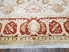 9' X 11' Handmade Beige and Red Floral Mahal Wool Rug - Jewel Rugs