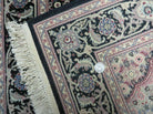 2'7" X 9' Vintage Handmade Chinese Black Runner with Central Medallions - Persian/Oriental Mahi Fish Design - Wool Rug w/ Silk Accents - Jewel Rugs