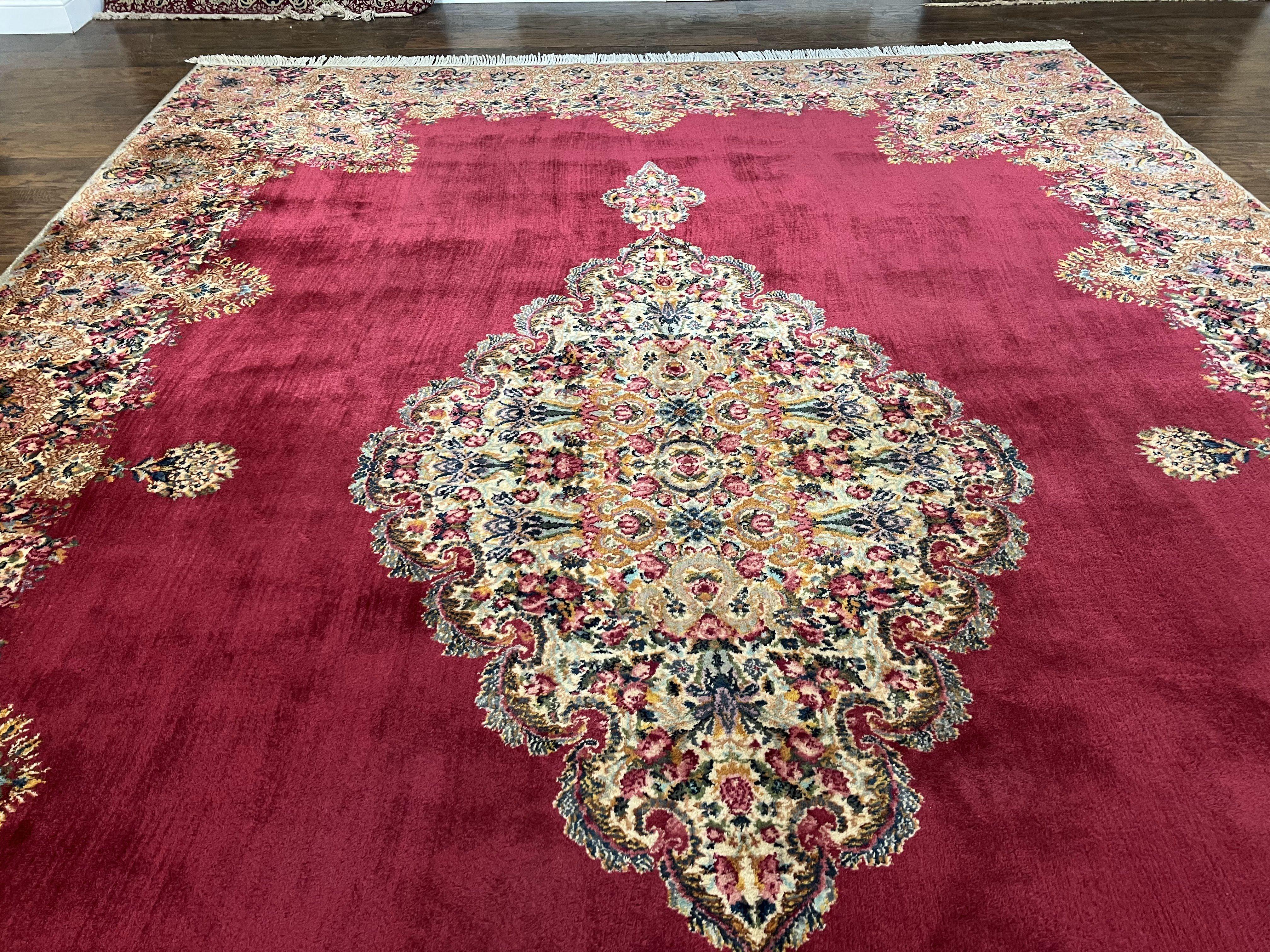 10x14 Karastan Rug Red Medallion Kirman #762, Wool Karastan Carpet, Vintage 10 x 14 Area Rug, Original Collection 700 Series Discontinued - Jewel Rugs