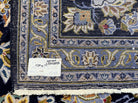 Wonderful Navy Blue Persian Kashan Rug 11x13, Allover Floral Design with Central Medallion, Wool Hand-Knotted Antique Carpet, Signed Rabani Rug - Jewel Rugs