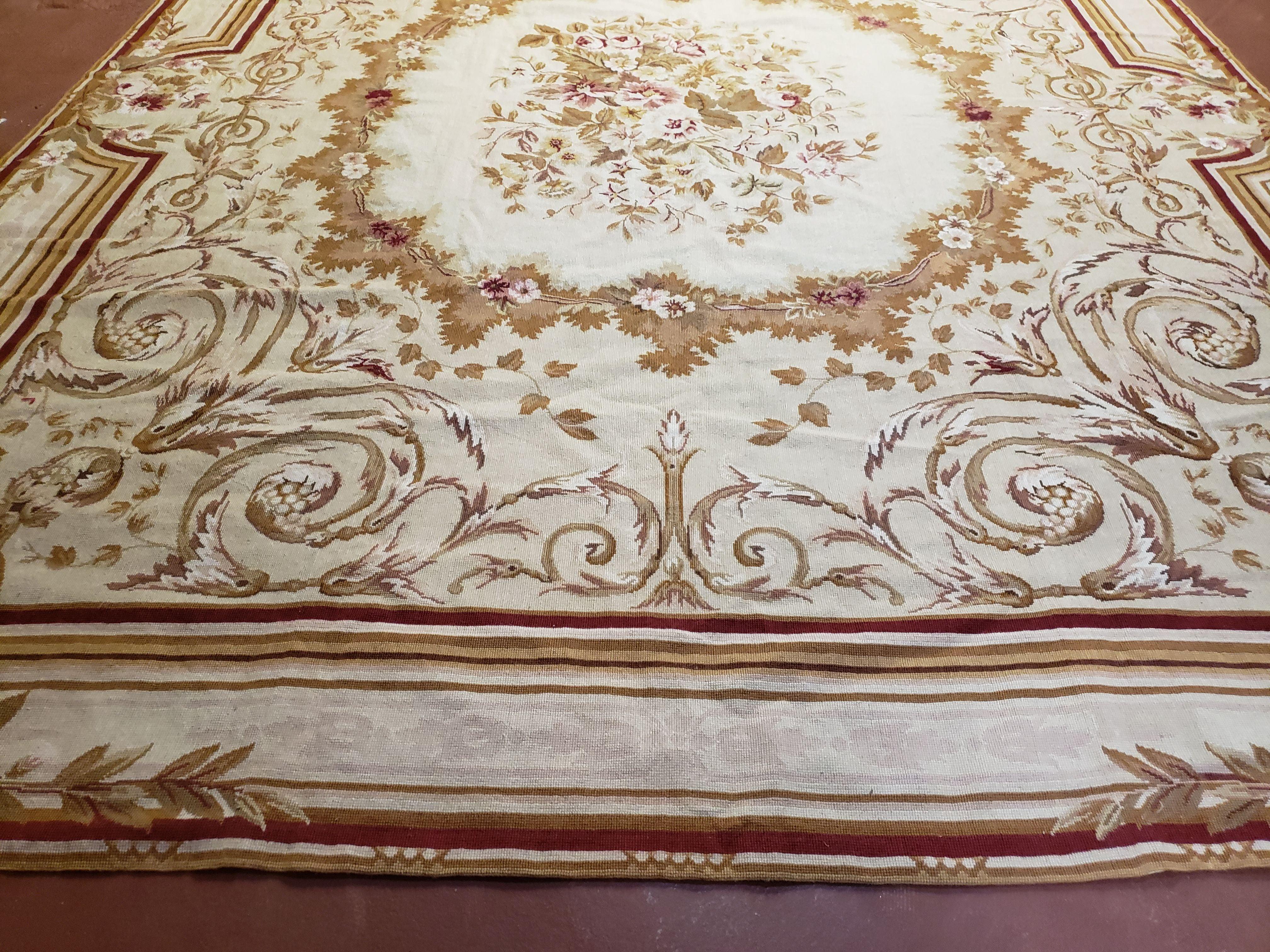 8 x 10 Woolen Needlepoint Carpet Aubusson Rug Savonnerie Rug Floral English French European Design Elegant New Carpet Flat Weave Handmade - Jewel Rugs