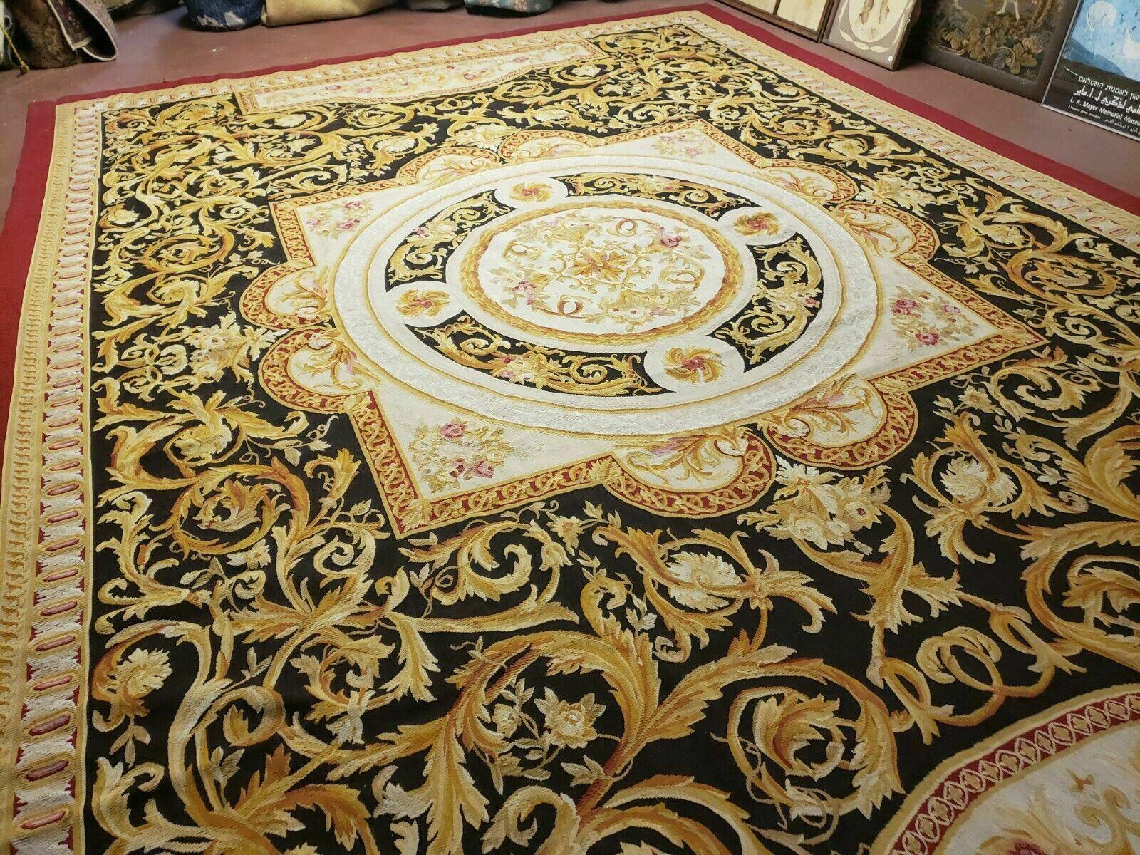 10' X 14' Handmade Flat Pile Wool Rug French Aubusson Weave Savonnerie Beauty - Jewel Rugs