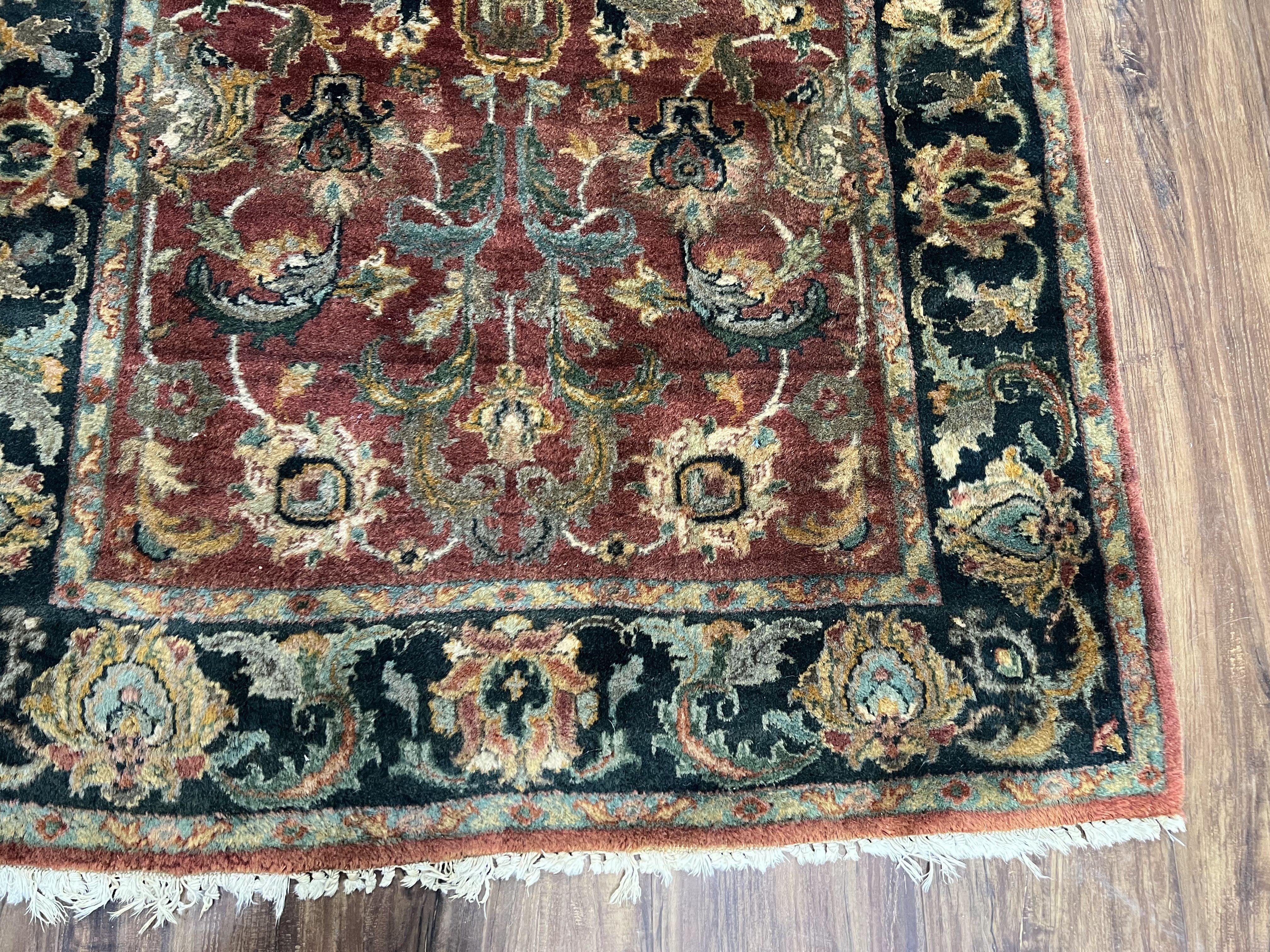 Small Indo Persian Rug 3x5 ft, Indian Mahal Carpet 3 x 5, Hand Knotted Vintage Rug, Teawash, Floral Rug, Oriental Area Rug, Maroon Rug, Wool - Jewel Rugs