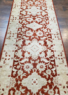 21 ft Runner Rug Long Hallway Runner, 3 x 21 Corridor Rug, Peshawar Pak Persian Chobi Agra Rug, Maroon and Beige Large Flowers Wool Handmade - Jewel Rugs