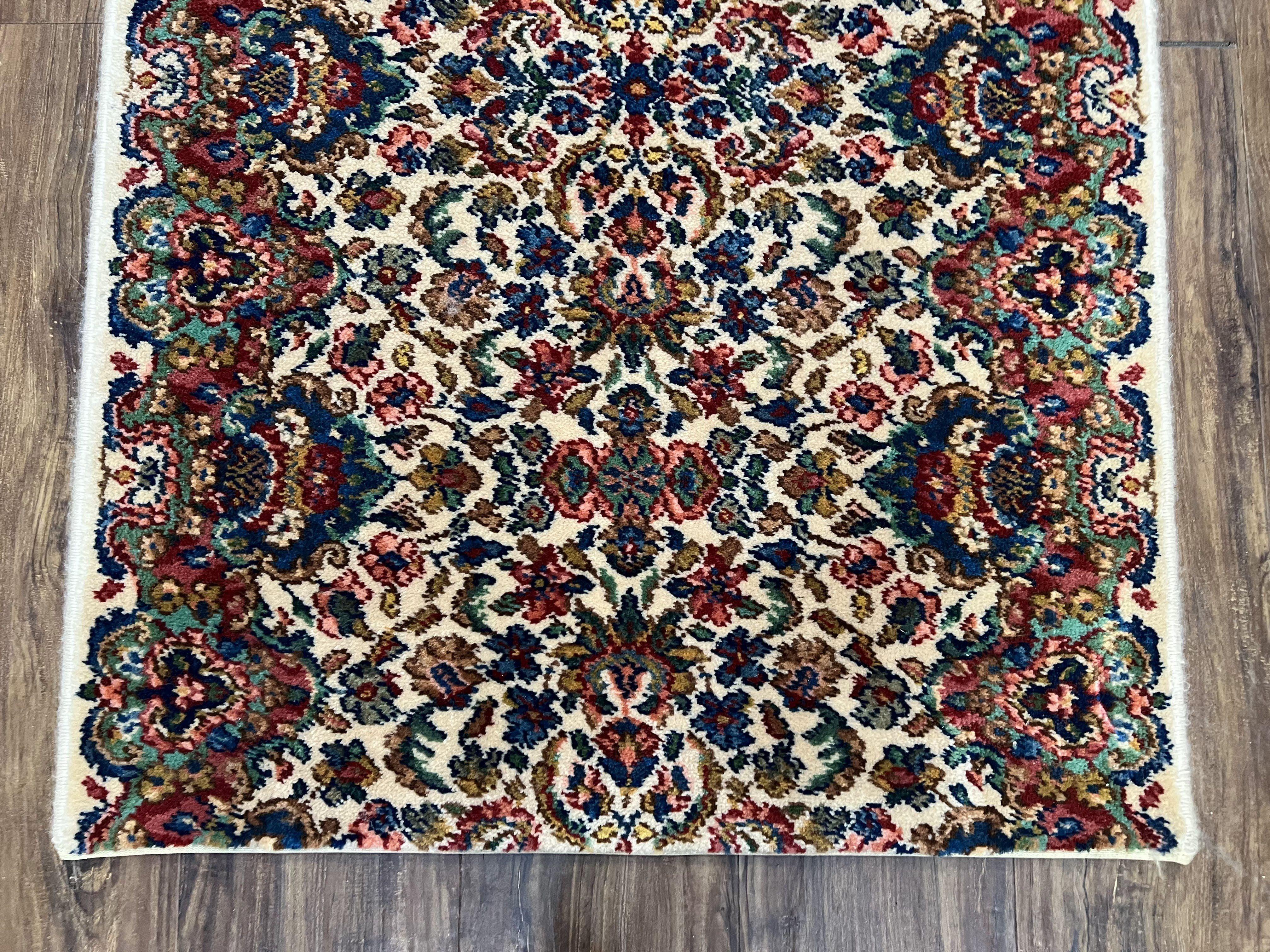 Karastan Floral Kirman Rug #742, Karastan Runner Small 2.7 x 5.5, Karastan Wool Rug, Vintage Karastan Small Karastan Mat Original 700 Series - Jewel Rugs