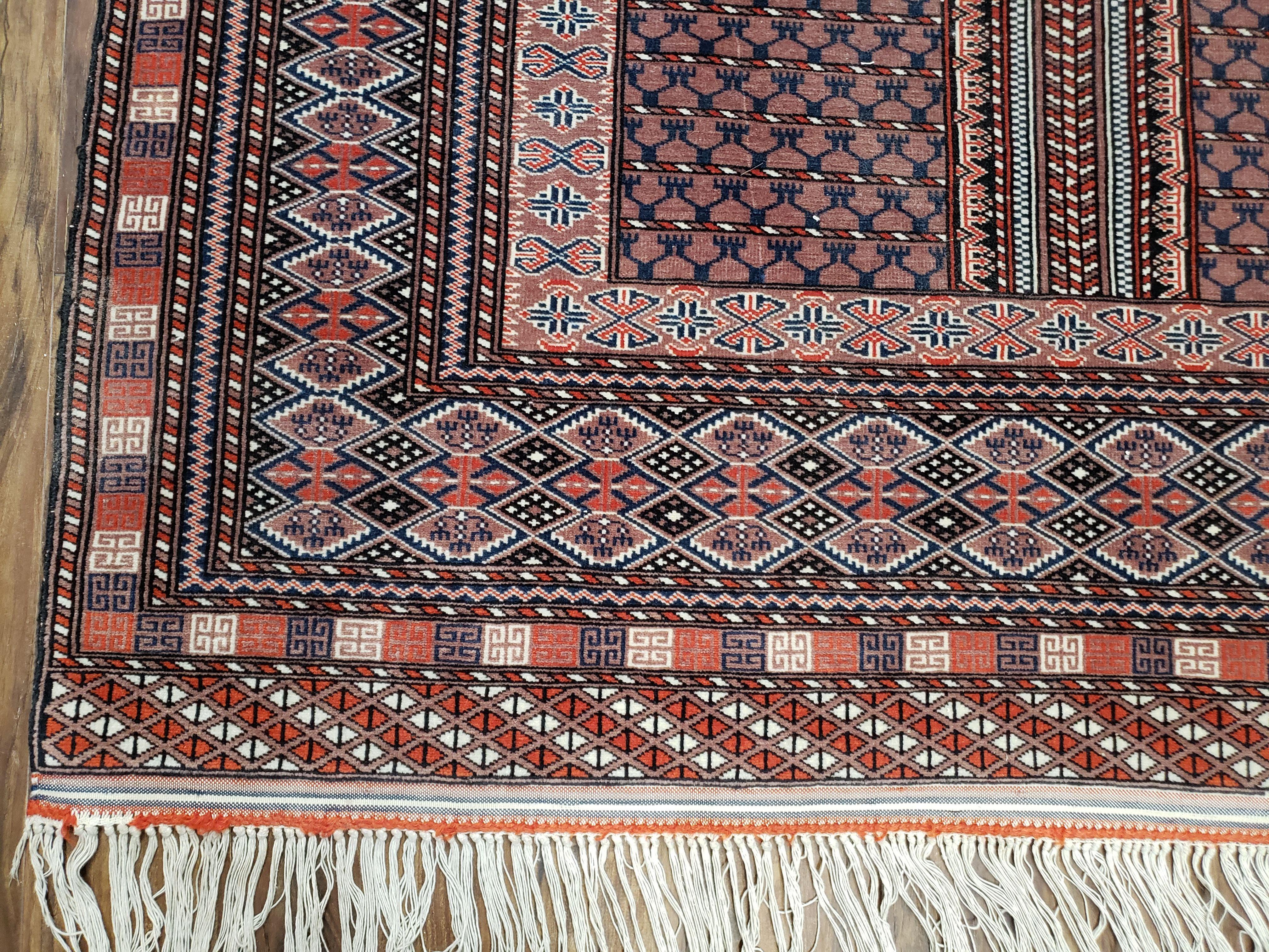 Vintage Turkoman Bokhara Rug 4x6, Four Seasons Pakistan Bukhara Turkmen Engsi Yamud Carpet, Fine Tribal Rug, Wool, Hand-Knotted, Brown, Nice - Jewel Rugs