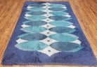 Blue Rya Rug, 1960s Mid-Century Danish Shag Rug 4'6" x 6'7", Ege Rya Modern Carpet, Cyan DeLuxe Rya Shag Rug, Vintage Area Rug 4x6, 5x7 Rug - Jewel Rugs