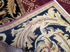 9' X 12' Handmade Tibetan Nepal Silk Wool Rug Aubusson Savonnerie Magenta Black - Jewel Rugs