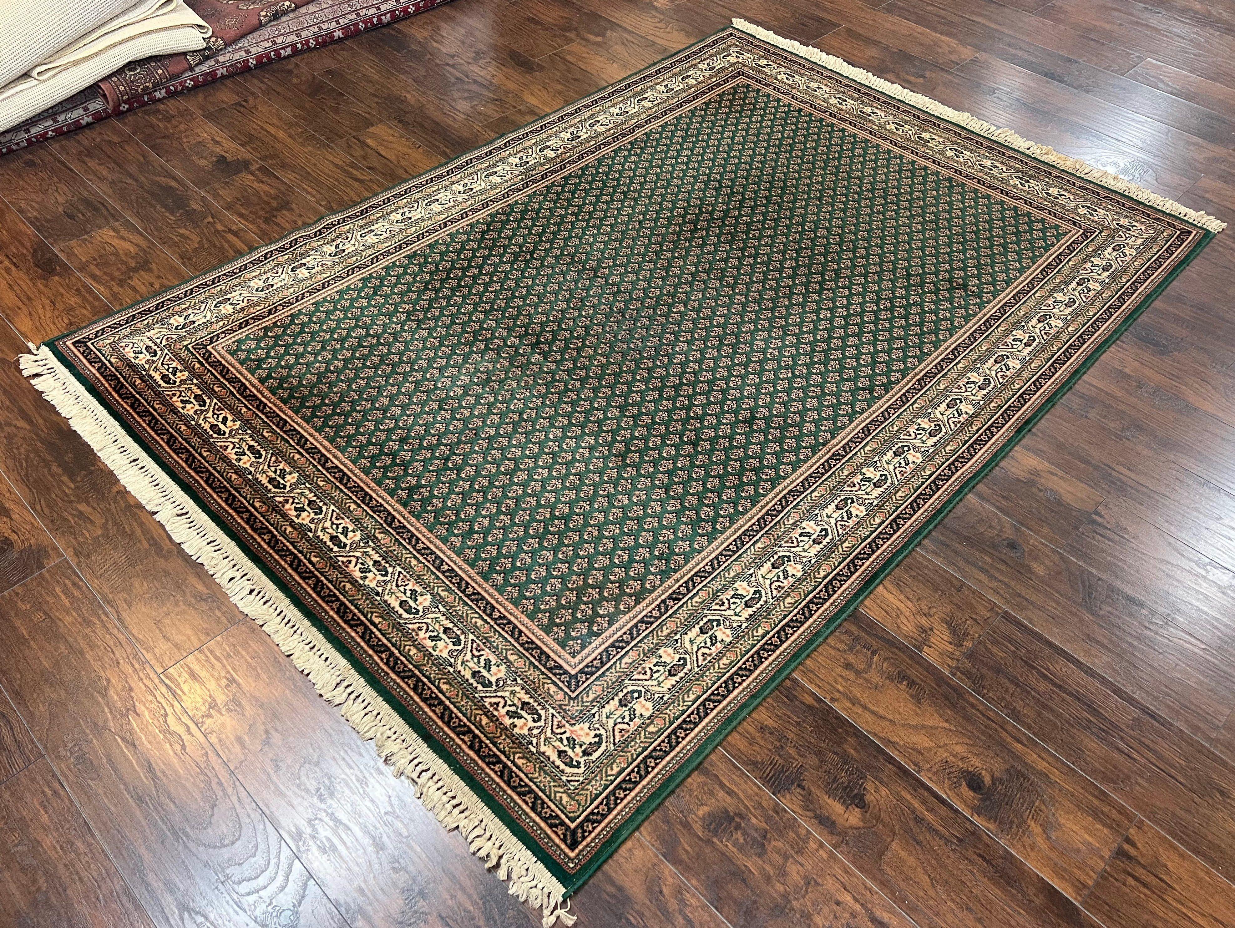 Couristan Rug 6x8, Vintage Oriental Carpet 6 x 8 ft, Belgium Power-Loomed Rug, Green and Cream, Traditional Rug, Boteh Mir Paisley Pattern - Jewel Rugs