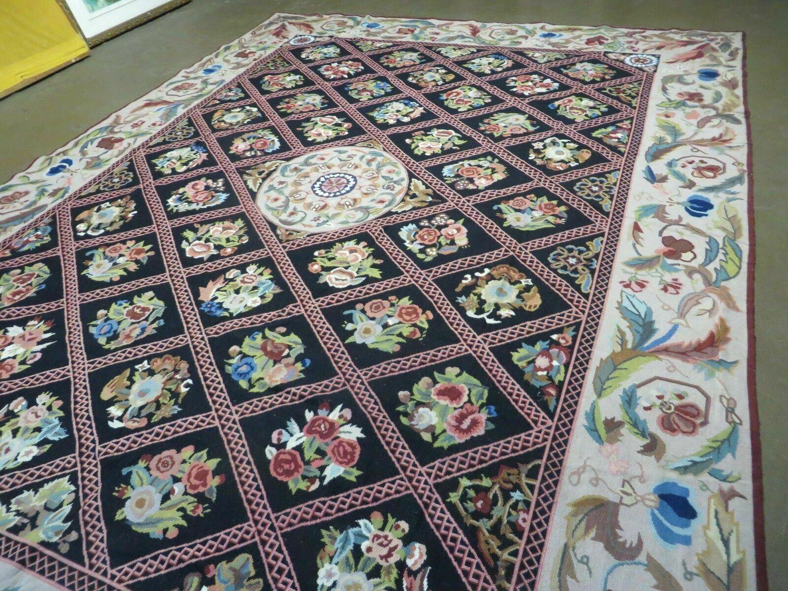 8' X 11' Handmade English Aubusson Needlepoint Wool Rug Shandong Carpet Nice - Jewel Rugs