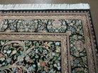 8' X 10' Vintage Handmade Pakistani Floral Wool Rug Black Nice - Jewel Rugs