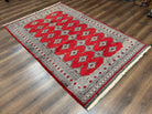 Pakistani Turkoman Rug 5x8, Turkmen Bokhara Carpet 5 x 8 ft, Red and Black, Vintage Hand Knotted Wool Area Rug, Medium Size, Bukhara Rug - Jewel Rugs