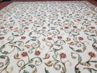 Needlepoint Rug 9x12, European Aubusson Design, Floral Allover Garden Pattern, New Needlepoint Area Rug, Ivory Rug, Hand Woven, Flatweave - Jewel Rugs